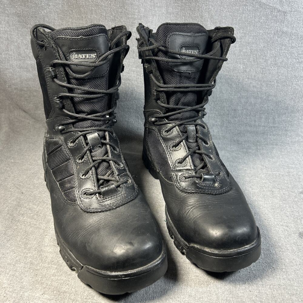 Bates E02261 Tactical Boots Men’s 10.5 M Black Leather 8” Side Zip Combat